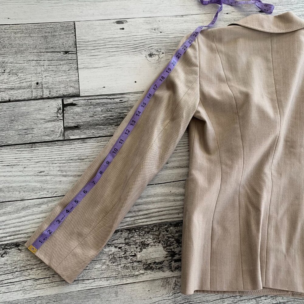 Escada Silk Wool Cotton Blend Earthy Toned Two Button Structured Blazer Coat - Picture 16 of 16